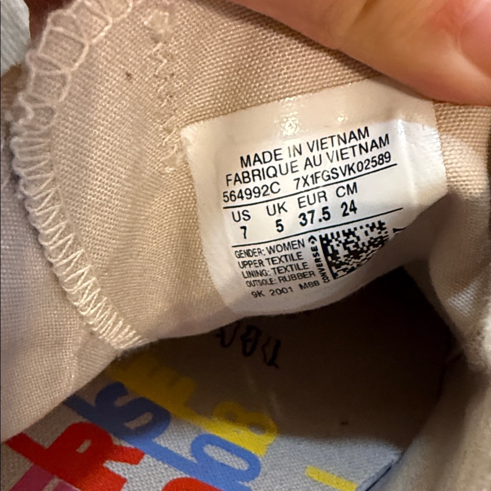 Converse White Sneakers with Rainbow Sole - Picture 5 of 6
